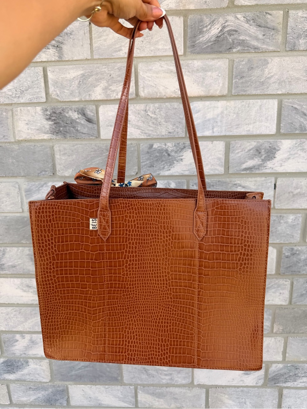 BEIS The Work Tote in Maple Croc - Picture 4 of 12